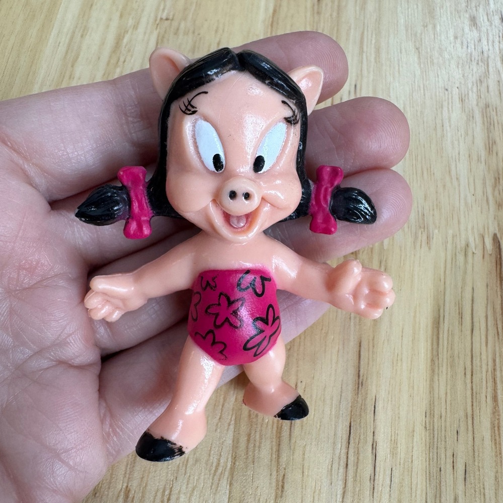 VTG. Petunia Pig Figure Warner‎ Bros. Looney Tunes Toy 2.5" Pink Pigtails